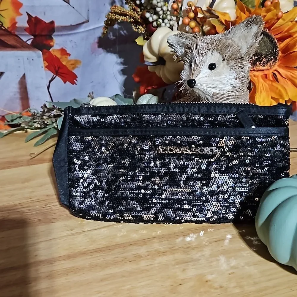 Victoria's Secret CLEARANCE sequined black cosmetic bag